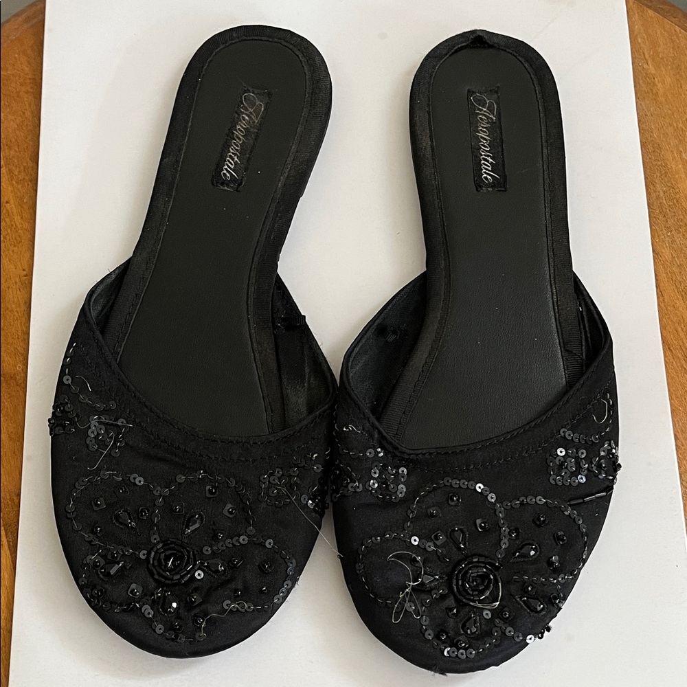 Vintage Aeropostale Black Embellished Women's flats/ slippers